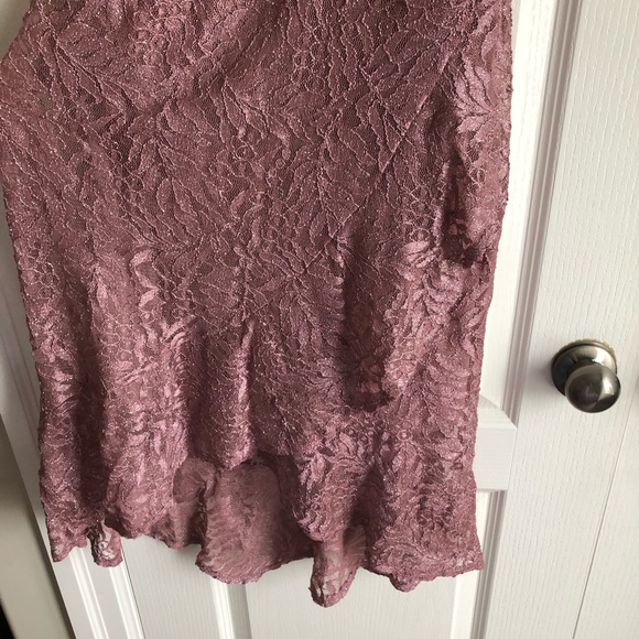 NWT Le Chateau Sparkly Lace High- Low Dusty Pink Dress - Picture 4 of 7